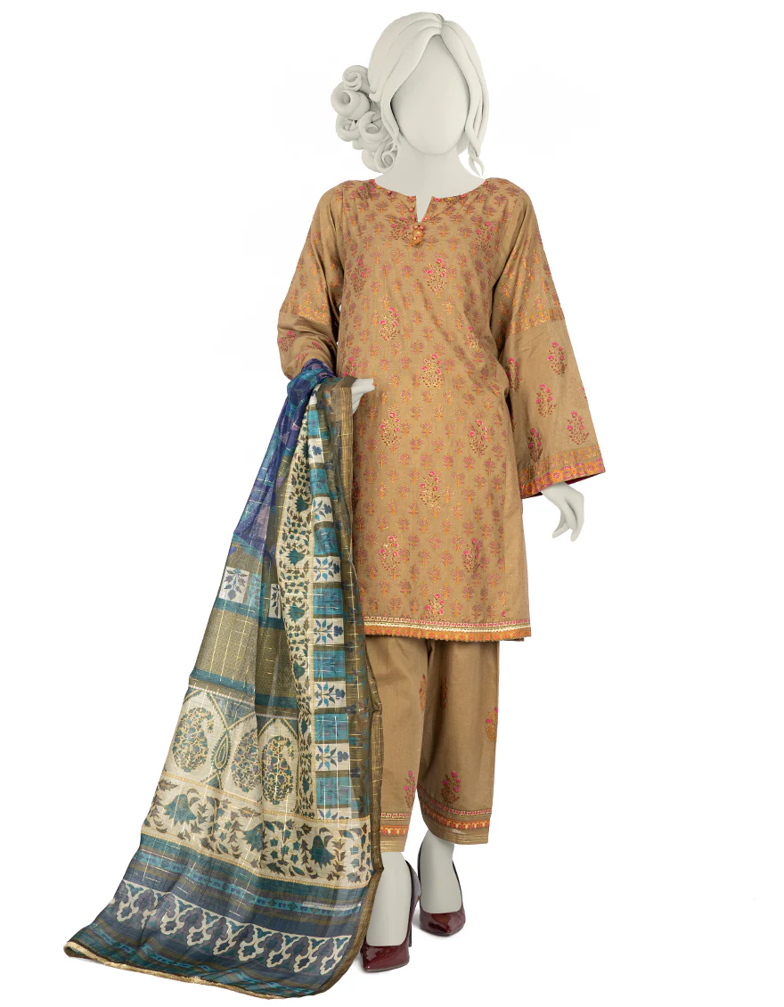 BROWN LAWN 3PC STITCHED | JLAWN-S-US-22-212/S BAREERA