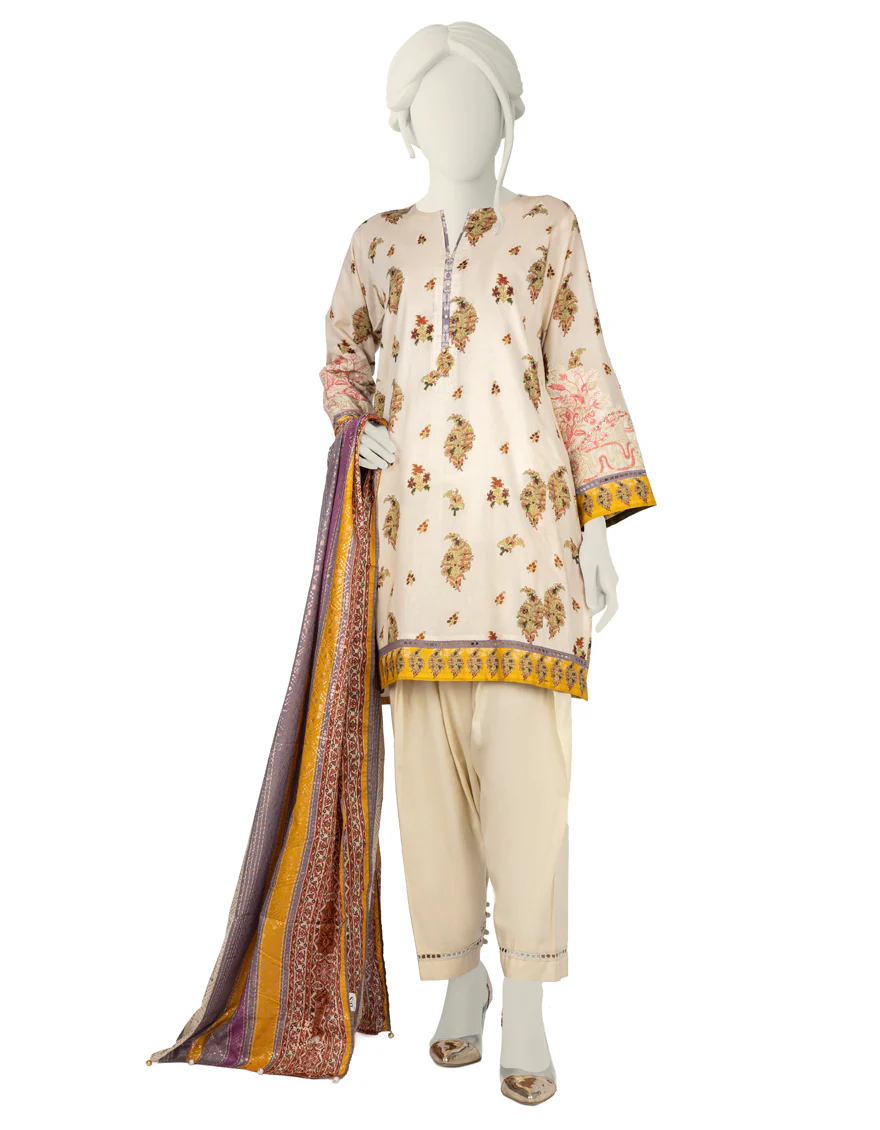 OFF WHITE LAWN 3PC STITCHED | JLAWN-S-US-22-227/S ADIRA