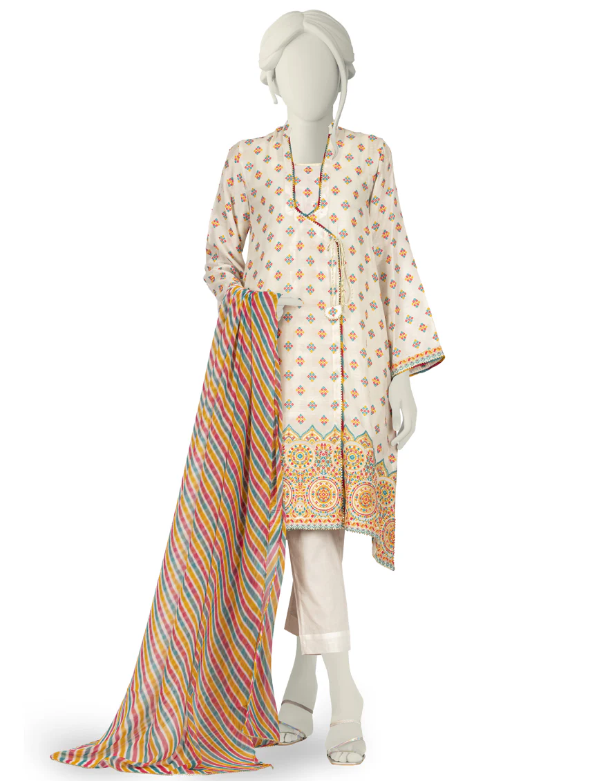 MULTICOLOR JACQUARD 3PC STITCHED | JLAWN-S-US-22-241/S NUSAIBA