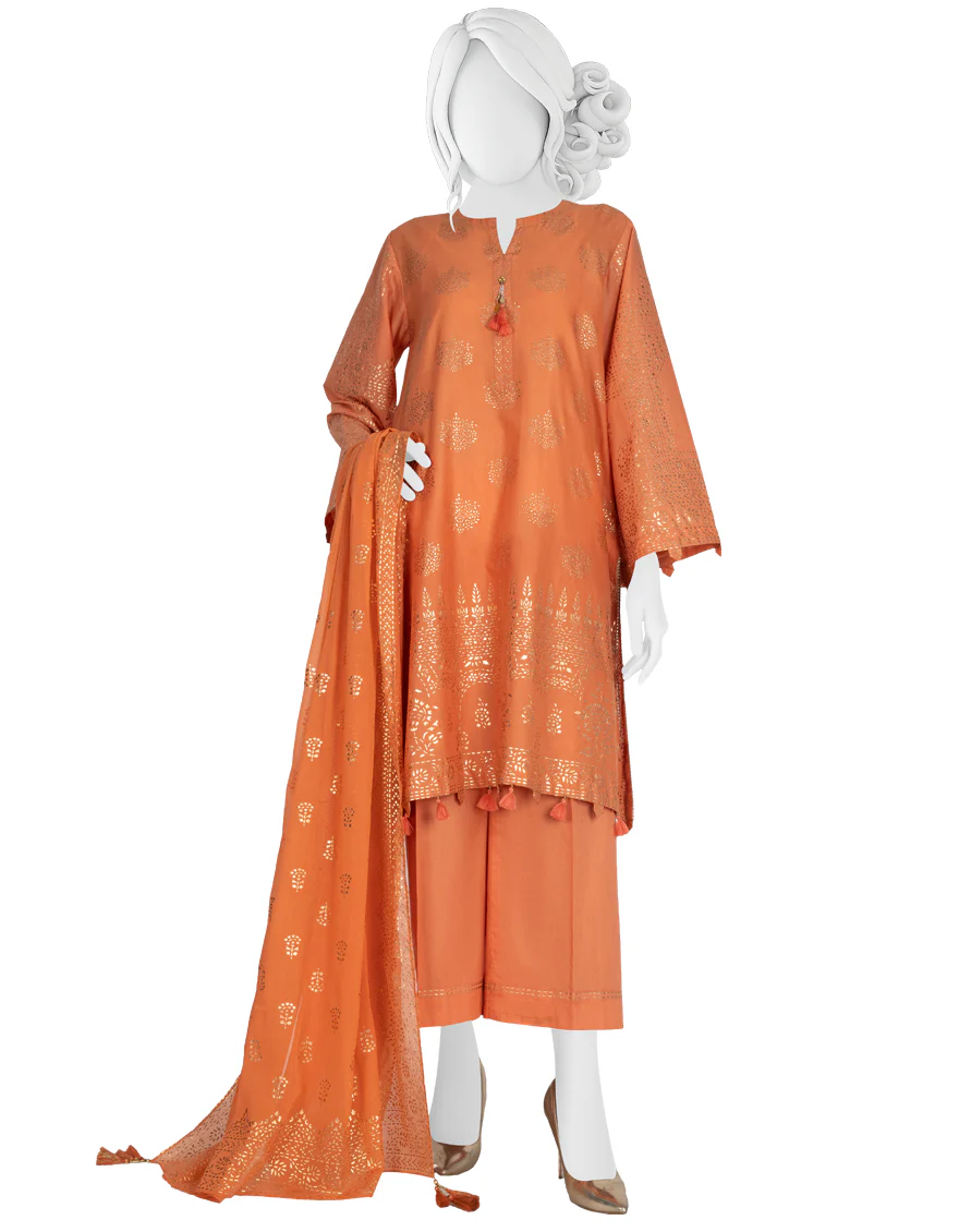 PEACH LAWN 3PC STITCHED | JLAWN-S-US-22-255/S ELAINE