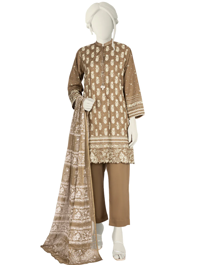 KHAKI GREEN LAWN 3PC STITCHED | JLAWN-S-US-22-279/S MEENAKARI