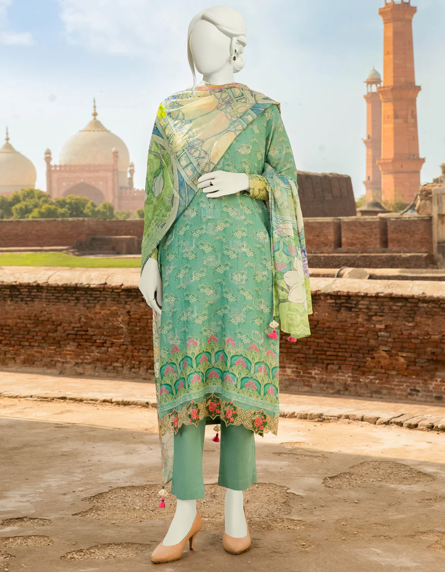 TURQUOISE LAWN 3PC UNSTITCHED | JLAWN-S-US-22-286 REFLECTOR