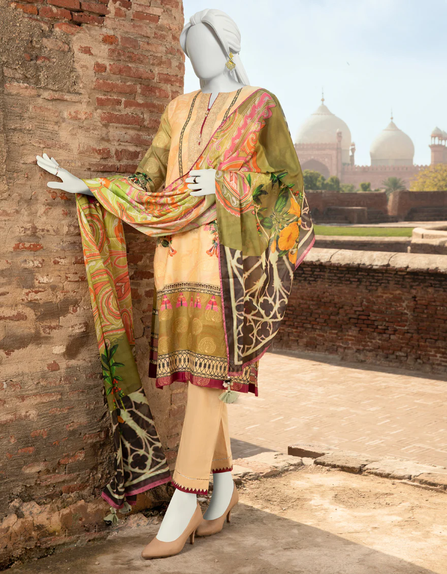 MULTICOLOR LAWN 3PC UNSTITCHED | JLAWN-S-US-22-287 PAISLEY BUG