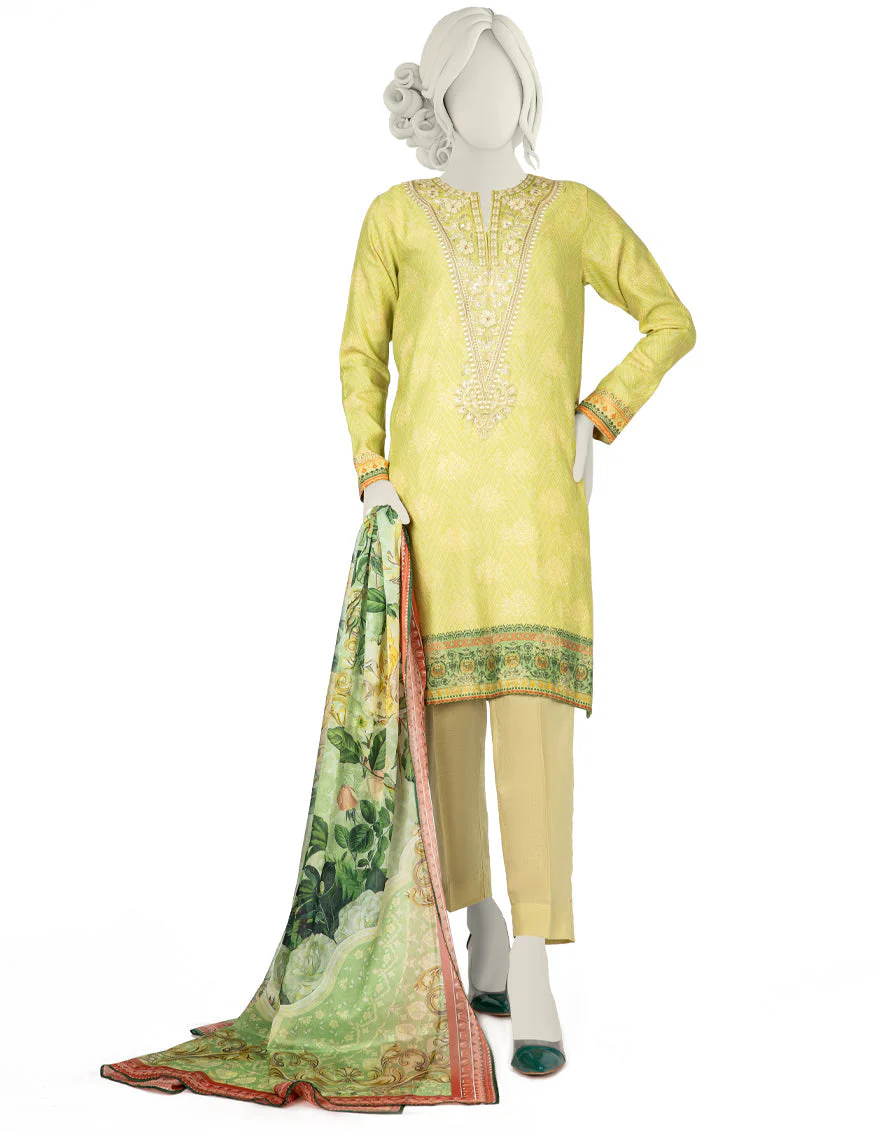 GREEN JACQUARD 3PC UNSTITCHED | JLAWN-S-US-22-289 RANGEEN
