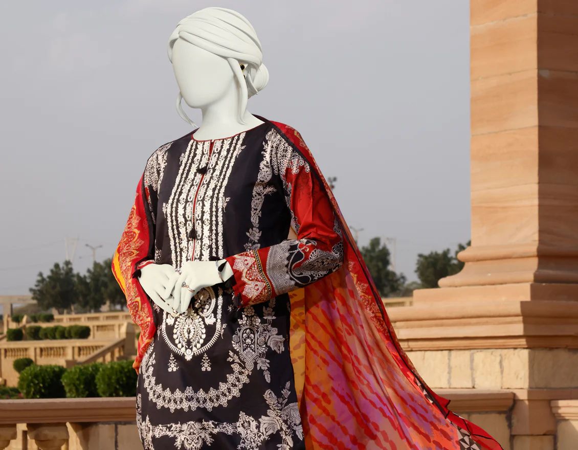 BLACK LAWN 3PC STITCHED | JLAWN-S-US-22-296/S MANTOOKA - Image 2