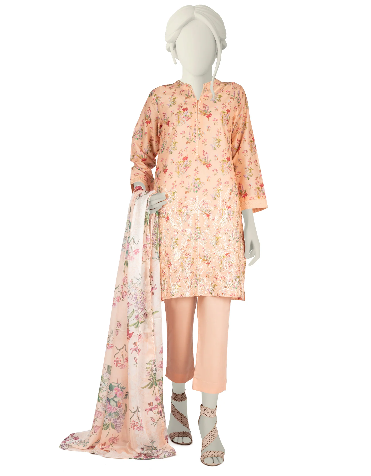 PEACH LAWN 3PC STITCHED | JLAWN-S-US-22-303/S KLAUS