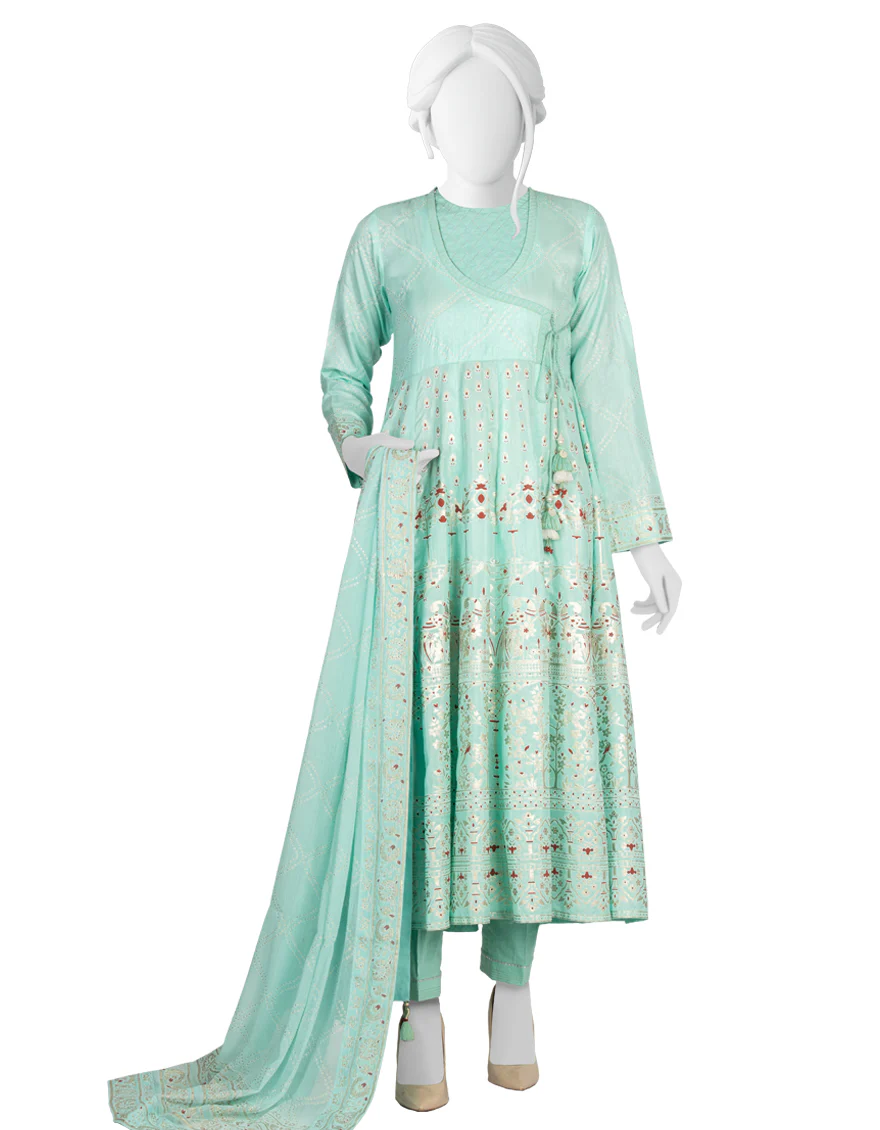 SEA GREEN LAWN 3PC STITCHED | JLAWN-S-US-22-310/S SEA GREEN