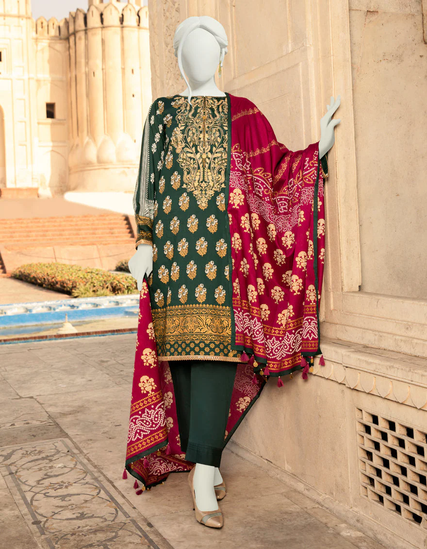 GREEN LAWN 3PC UNSTITCHED | JLAWN-S-US-22-323 GREEN (22-2015)