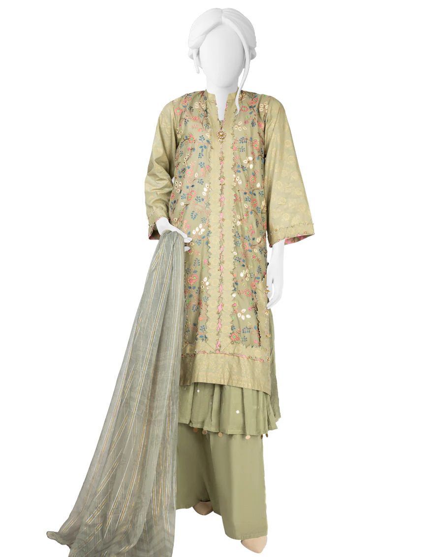GREY LAWN 3PC UNSTITCHED | JLAWN-S-US-22-366 TEALISH