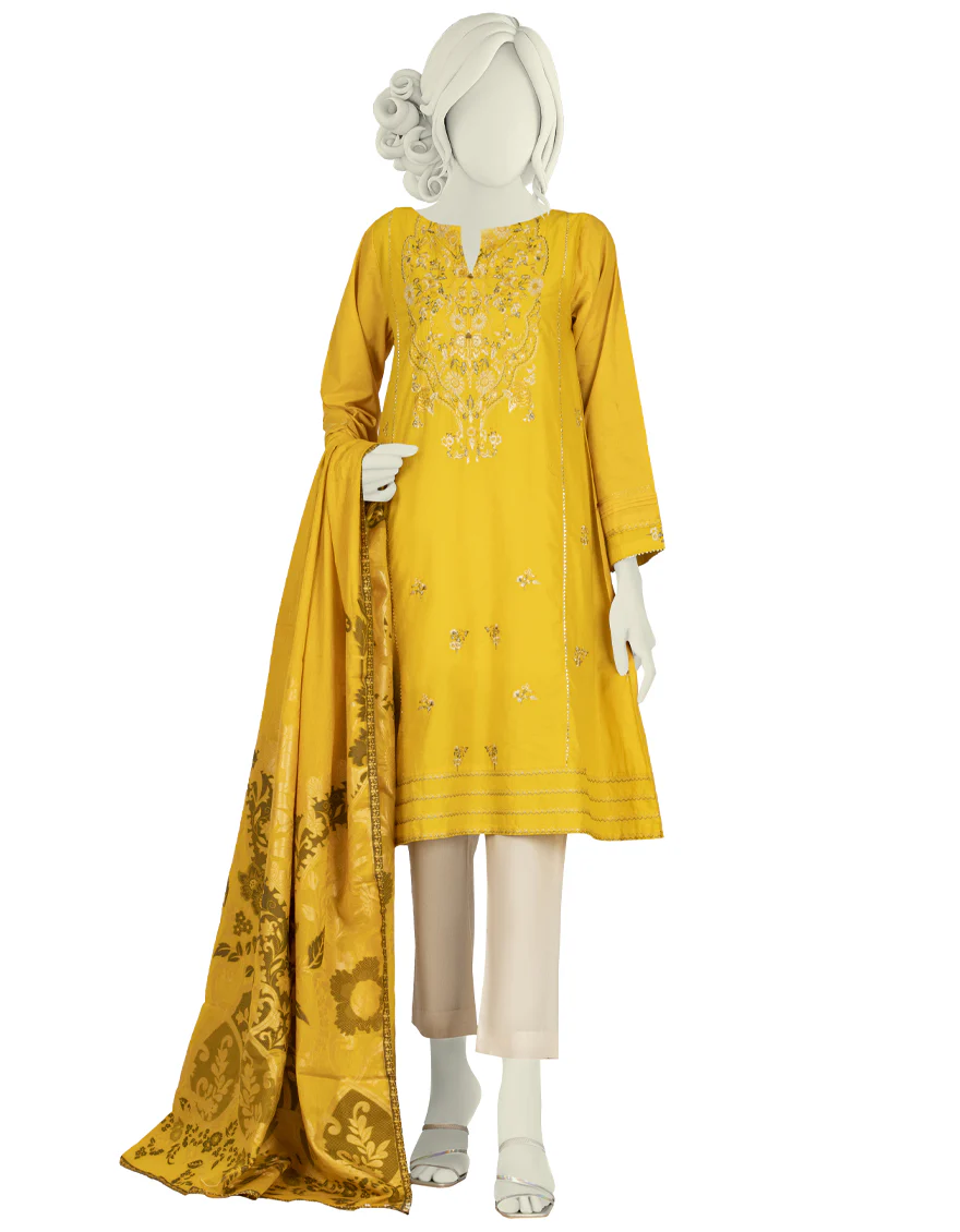 YELLOW LAWN 3PC STITCHED | JLAWN-S-US-22-392/S SEPEHER