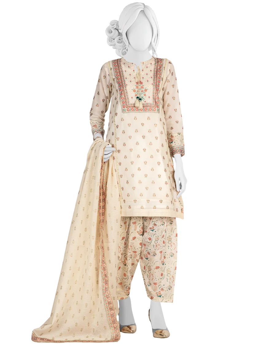 OFF WHITE LAWN 3PC STITCHED | JLAWN-S-US-22-406/S NAZARA