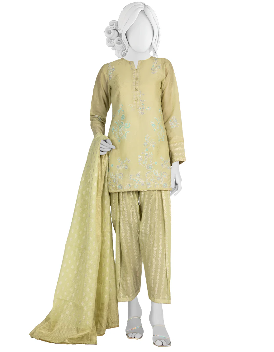 LIGHT GREEN LAWN 3PC STITCHED | JLAWN-S-US-22-407/S MANZAR
