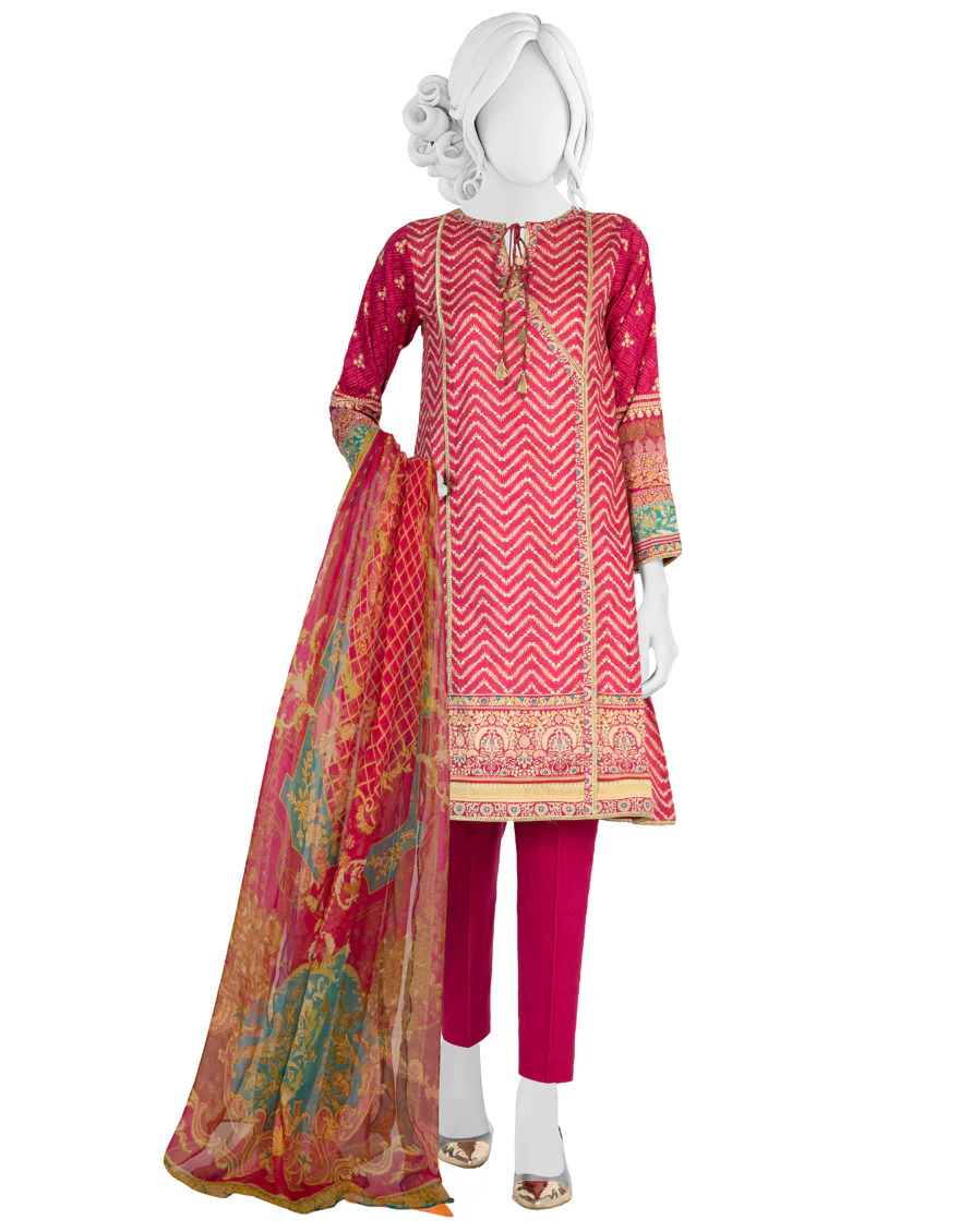 PINK LAWN 3PC UNSTITCHED | JLAWN-S-US-22-436 FUSCHIA (22-3003)