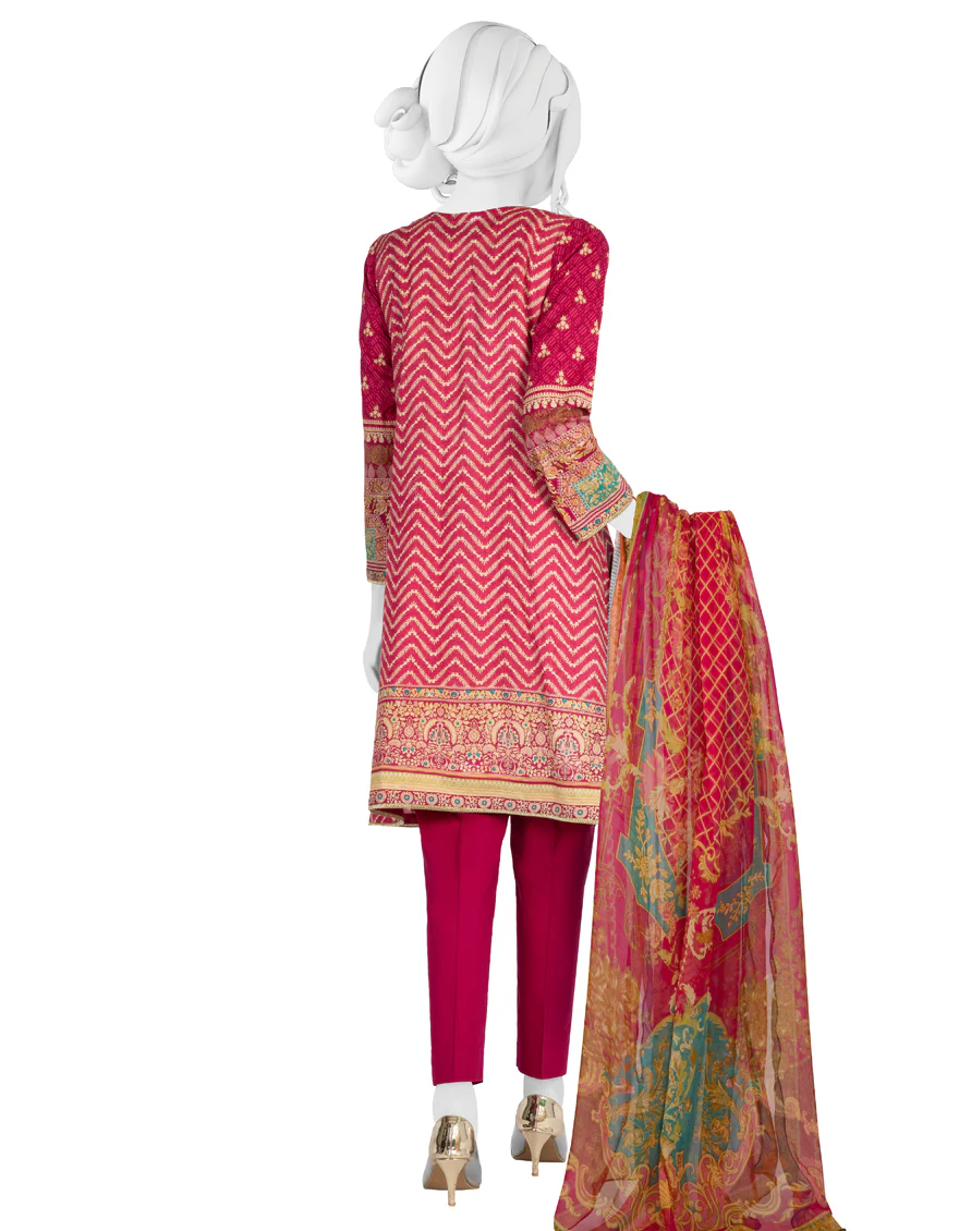 PINK LAWN 3PC STITCHED | JLAWN-S-US-22-436/S FUSCHIA - Image 2