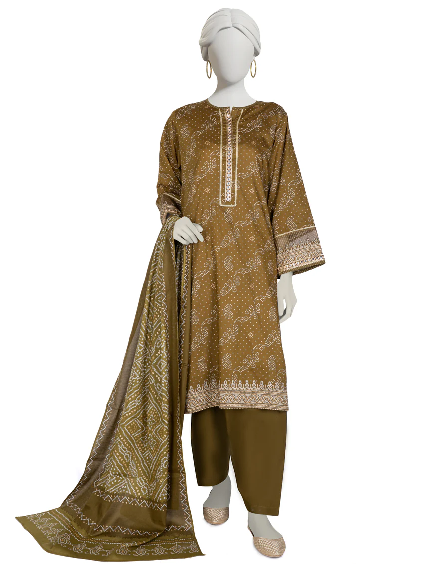 MEHNDI GREEN LAWN 3PC STITCHED | JLAWN-S-US-23-020/S DHANI