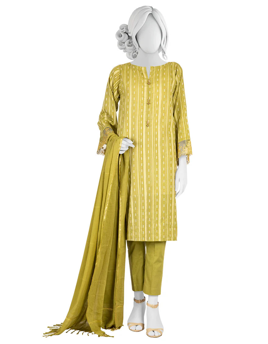 GREEN JACQUARD 3PC STITCHED | JLAWN-S-US-23-040/S AQUA-640