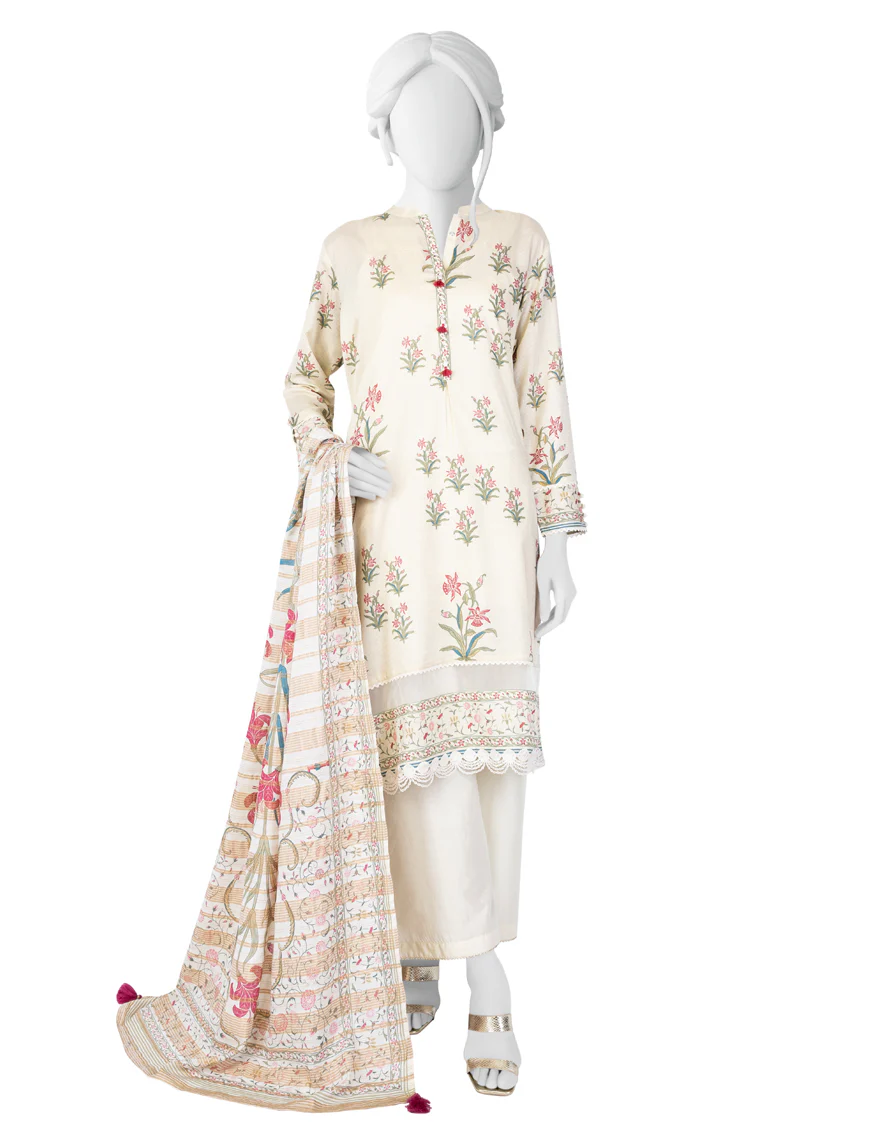 CREAM LAWN 3PC STITCHED | JLAWN-S-US-23-051/S ESME