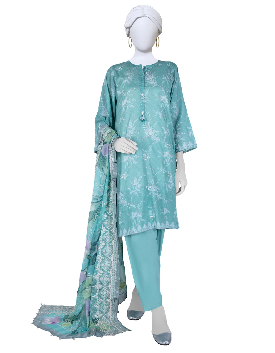 TURQUOISE LAWN 3PC STITCHED | JLAWN-S-US-23-062/S EKIN