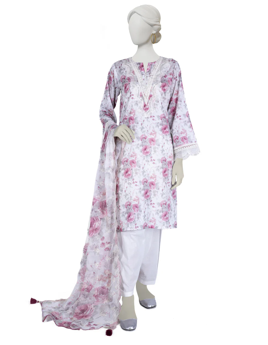 MULTICOLOR LAWN 3PC STITCHED | JLAWN-S-US-23-064/S KITTY WHITE