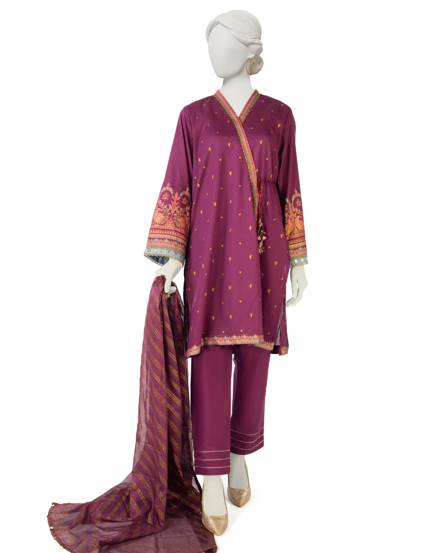 PLUM LAWN 3PC STITCHED | JLAWN-S-US-23-159/S RAISEN