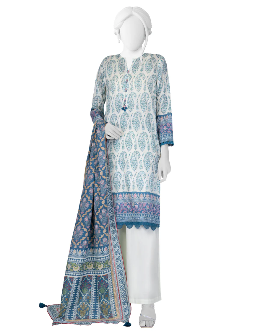 BLUE LAWN 3PC STITCHED | JLAWN-S-US-23-190/S AMAYA