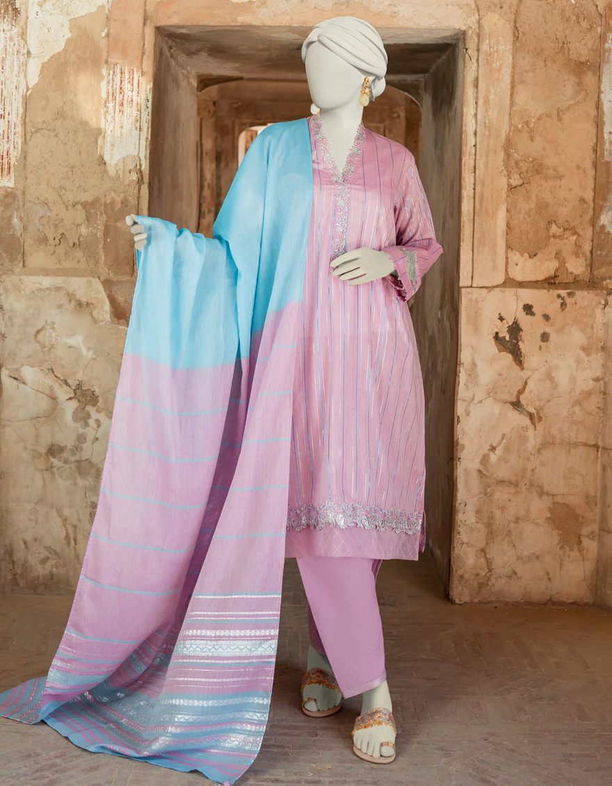 PURPLE JACQUARD 3PC UNSTITCHED | JLAWN-S-US-23-225 KHONS