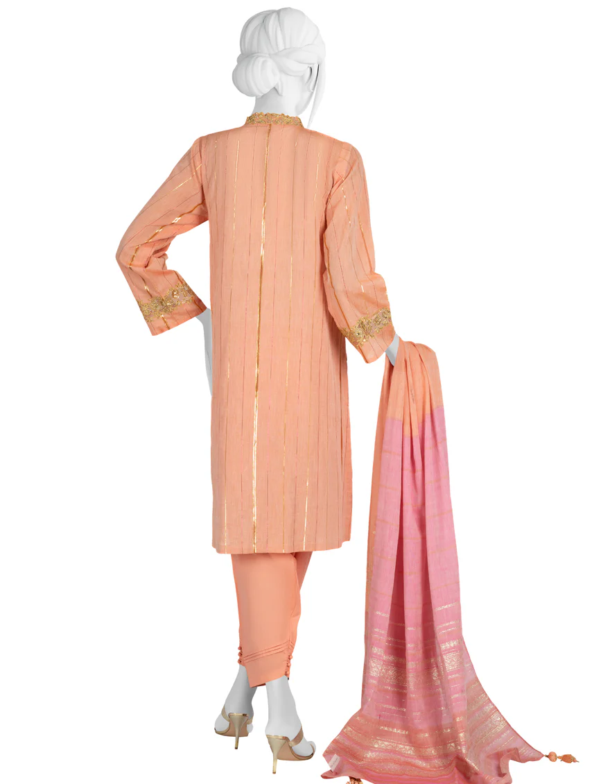 ORANGE JACQUARD 3PC UNSTITCHED | JLAWN-S-US-23-228 BAHITI - Image 2