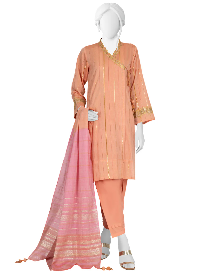 ORANGE JACQUARD 3PC STITCHED | JLAWN-S-US-23-228/S BAHITI