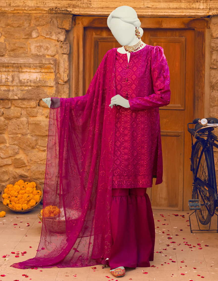 MAGENTA RAW SILK 3PC UNSTITCHED | JLAWN-S-US-23-229 MAJENTA