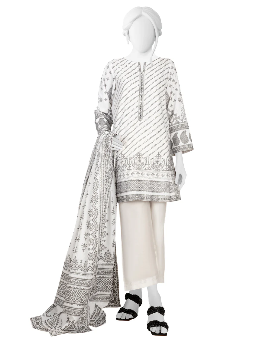 WHITE LAWN 3PC STITCHED | JLAWN-S-US-23-233/S NURAY