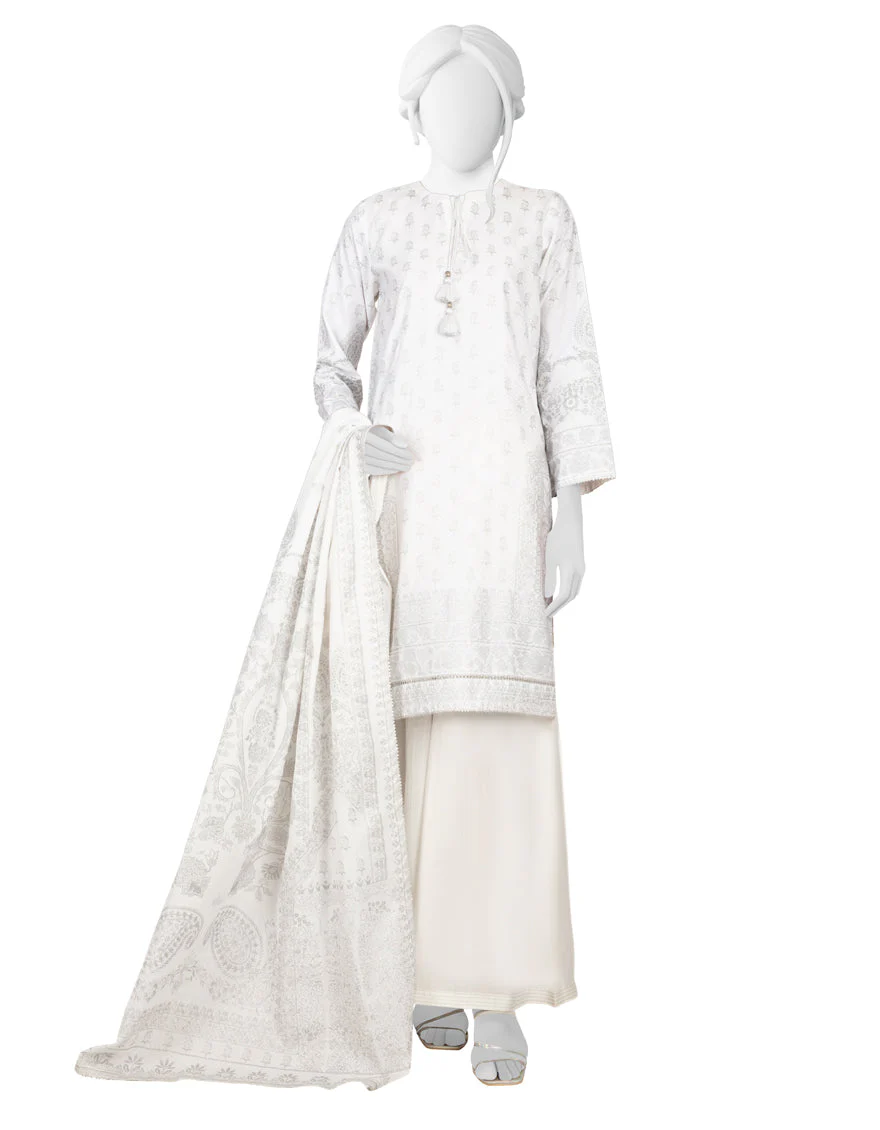 WHITE LAWN 3PC STITCHED | JLAWN-S-US-23-236/S CANAN