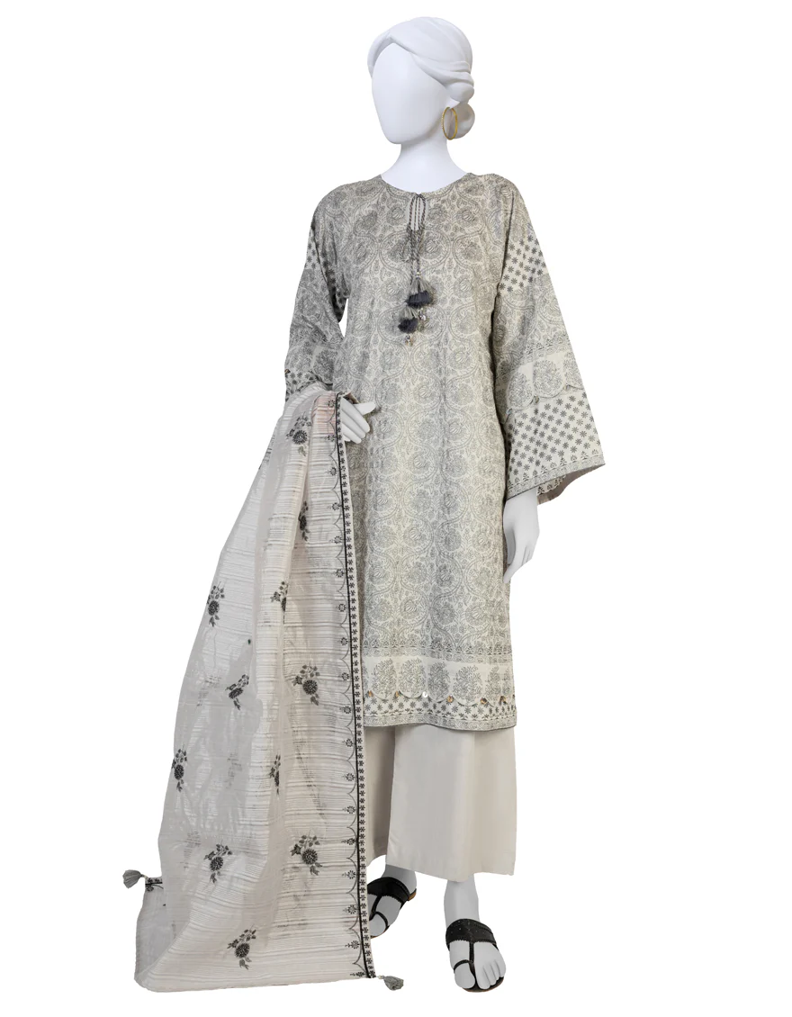 GREY LAWN 3PC STITCHED | JLAWN-S-US-23-242/S NEENA