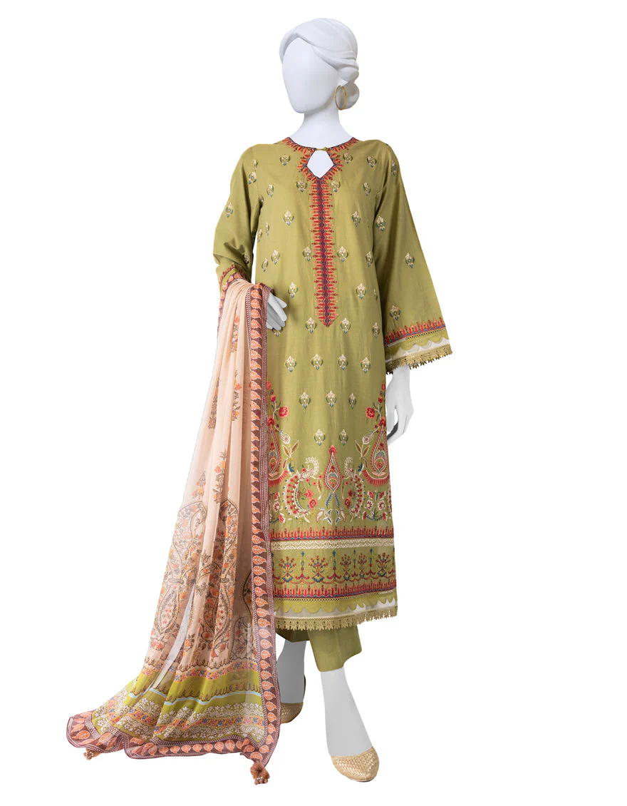 GREEN LAWN 3PC STITCHED | JLAWN-S-US-23-256/S AARAV MK-70