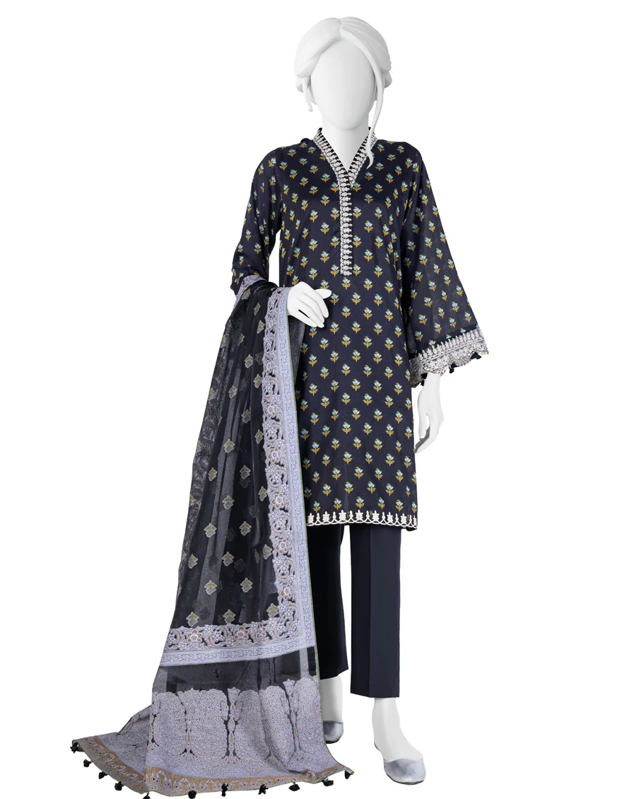 BLACK LAWN 3PC UNSTITCHED | JLAWN-S-US-23-258 MAUSUMRI