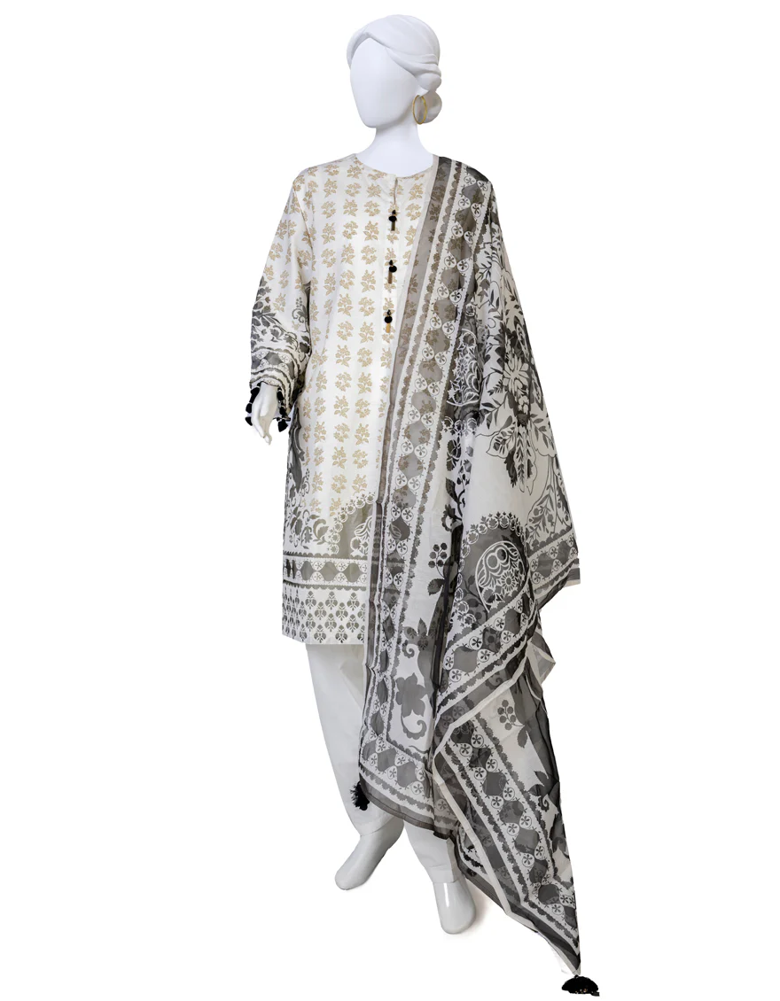 OFF WHITE LAWN 3PC STITCHED | JLAWN-S-US-23-401/S SHAHANA-1