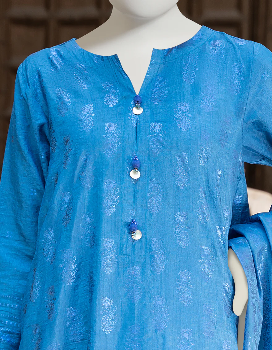 BLUE RAW SILK 3PC STITCHED | JLAWN-S-US-23-407/S CORENTINE - Image 2