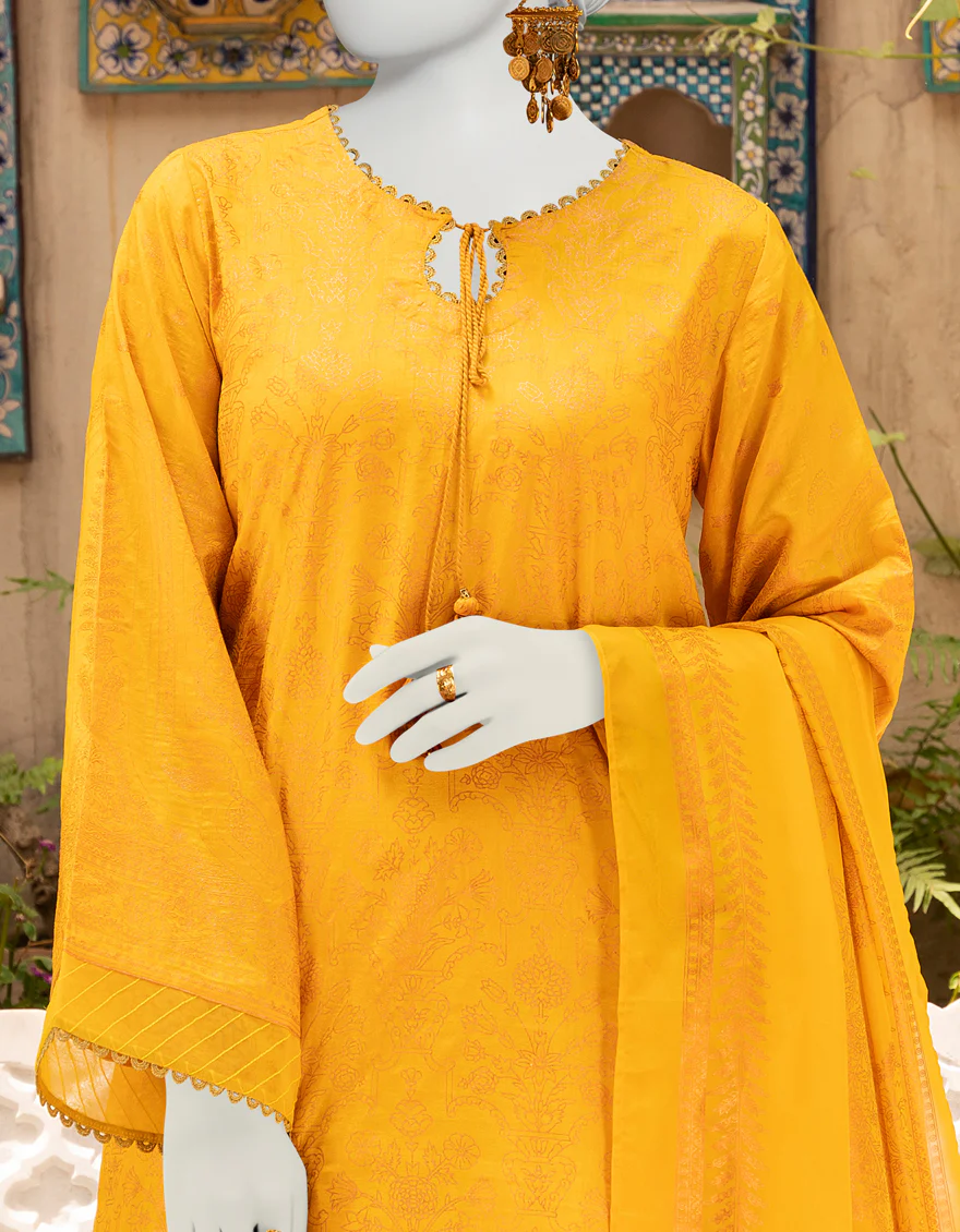 MUSTARD RAW SILK 3PC STITCHED | JLAWN-S-US-23-410/S ETIENNE - Image 3