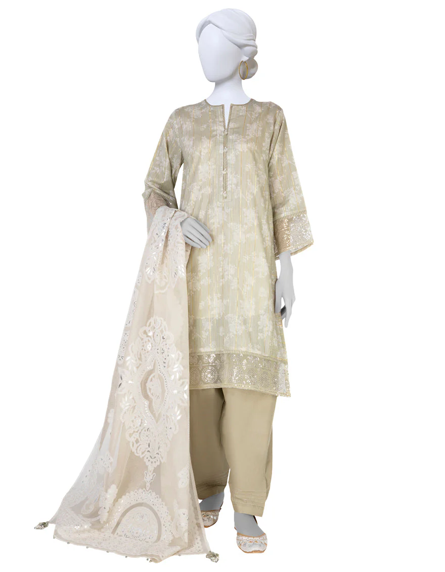 SAGE GREEN 3PC STITCHED | JLAWN-S-US-23-414/S NAZM E ZARI-1