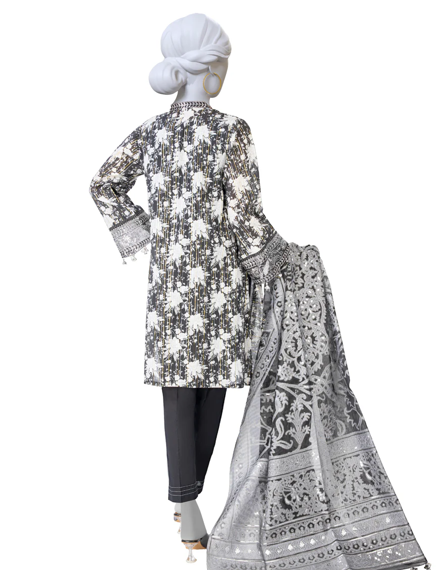 BLACK LAWN 3PC UNSTITCHED | JLAWN-S-US-23-415 NAZM E ZARI-2 - Image 2