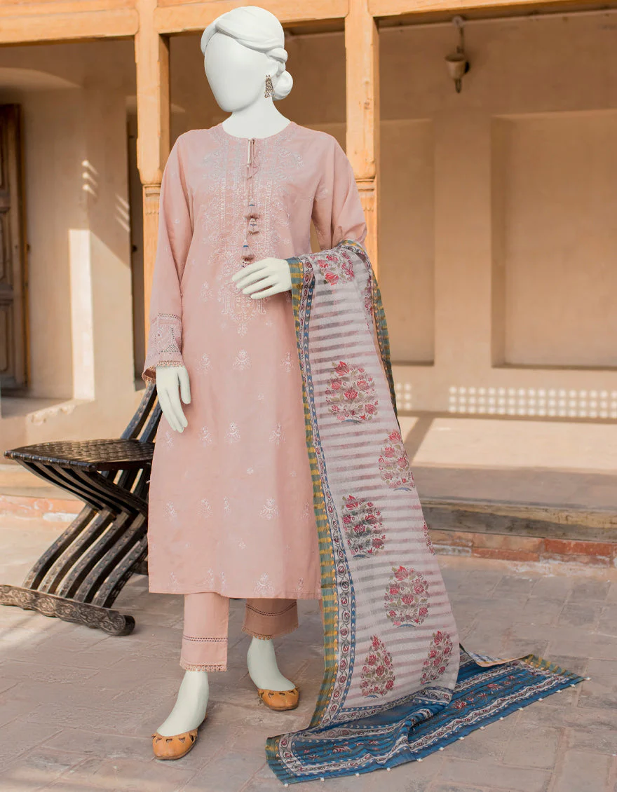 TEA PINK 3PC STITCHED | JLAWN-S-US-23-418/S GULBAHAR-BEY