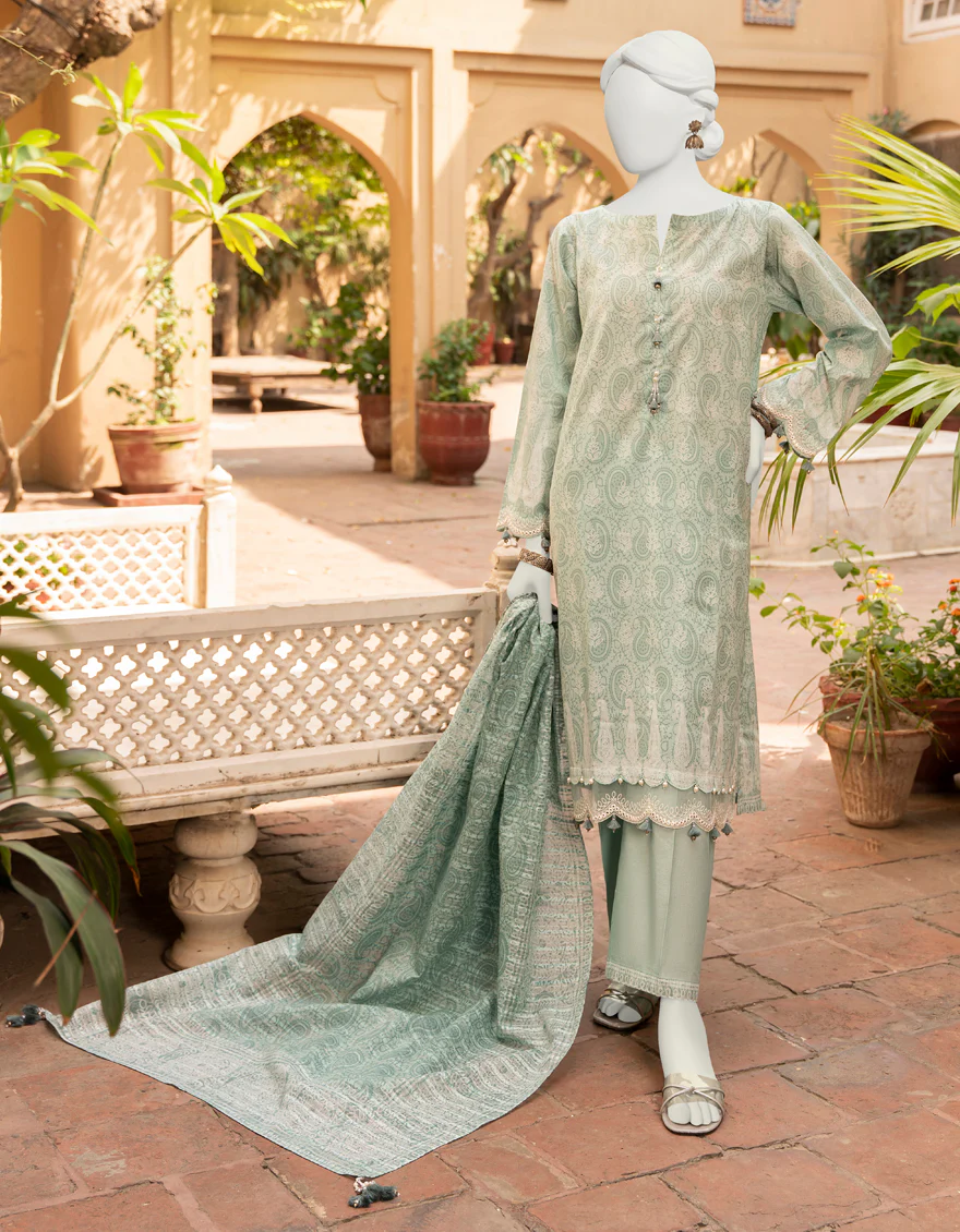 LIME GREEN 3PC UNSTITCHED | JLAWN-S-US-23-435 SUBH-NAU-5