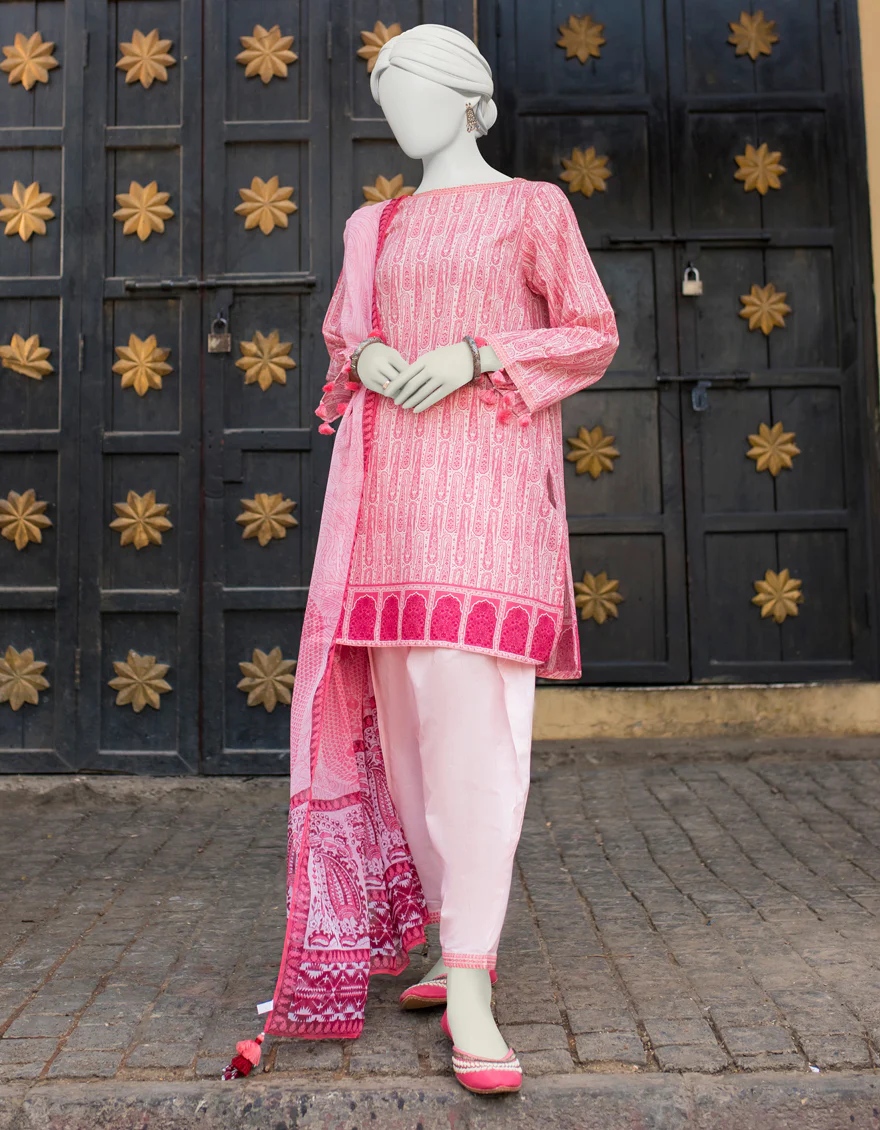 PINK 3PC UNSTITCHED | JLAWN-S-US-23-461 RIWAYAT-7