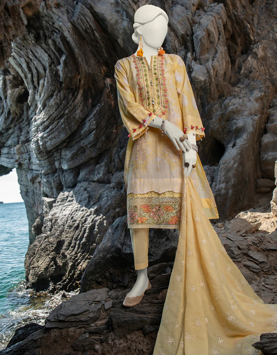YELLOW 3PC UNSTITCHED | JLAWN-US-24-212
