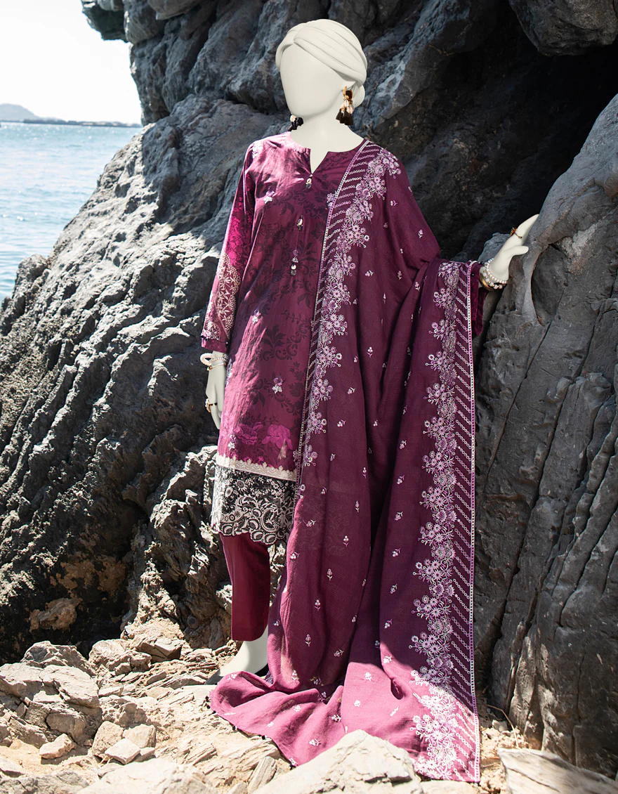 PURPLE 3PC UNSTITCHED | JLAWN-US-24-214
