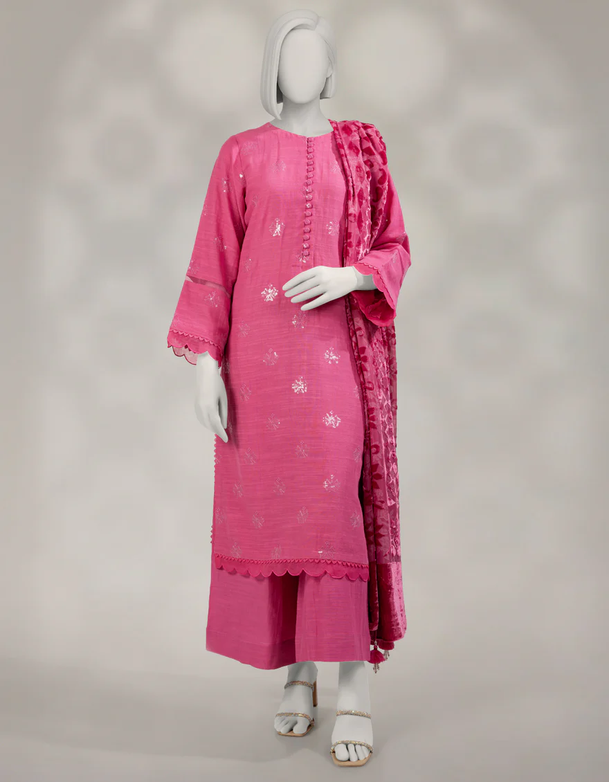 PINK KHADDAR SLUB 3PC UNSTITCHED | JLAWN-W-25-1009 TRADITIONAL-5