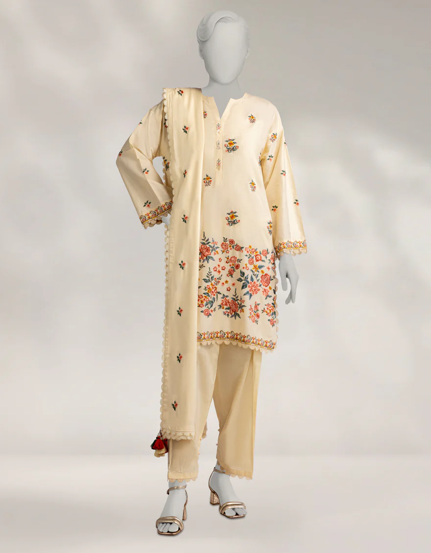 YELLOW CAMBRIC 3PC UNSTITCHED | JLAWN-W-25-1028 LUXE-A-4