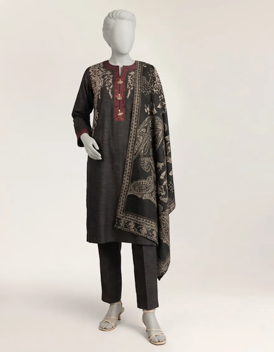 BLACK KARANDI 3PC STITCHED | JLAWN-W-25-325/S PERSIAN-01