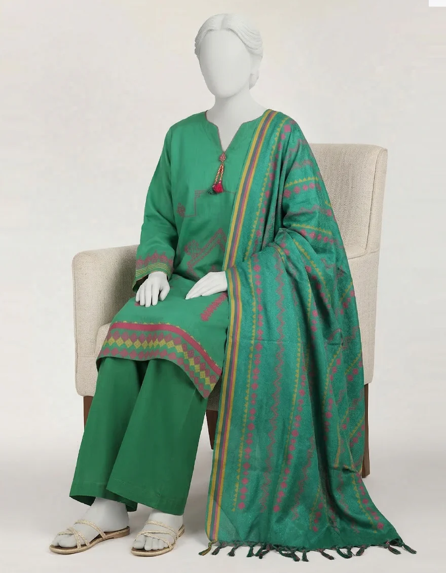 GREEN JACQUARD 3PC STITCHED | JLAWN-W-25-353/S RALLI-04 - Image 2