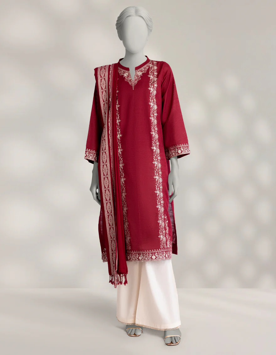 MAROON KHADDAR 2PC STITCHED | JLAWN-W-JDS-25-1178/S SEQUINS-3