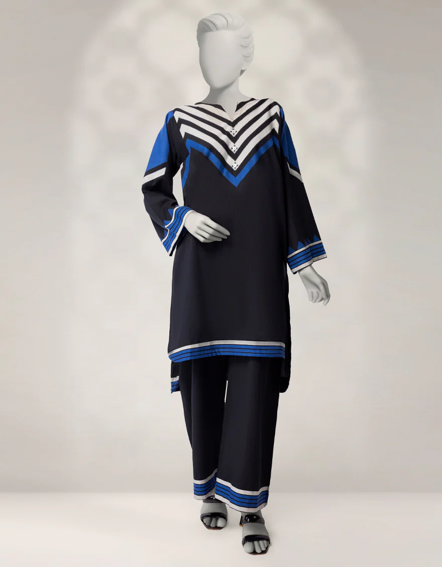 BLACK JACQUARD 2PC STITCHED | JLAWN-W-JST-25-2238/S FOLK-2